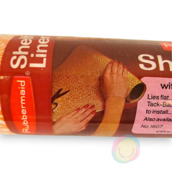Vintage NOS 1976 Rubbermaid Shelf Liner Orange Groovy Floral MCM Tack Back 10' - Picture 6 of 11